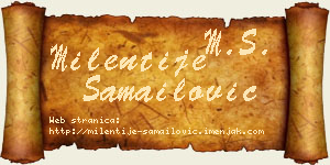 Milentije Samailović vizit kartica